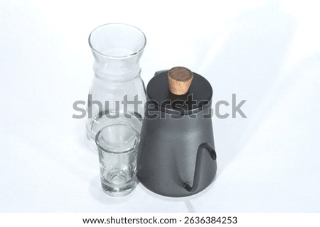 Sets of Coffee Drip method equipment. Japanese Style coffee drip filter device in isolated background White color. Chinaware coffee set.