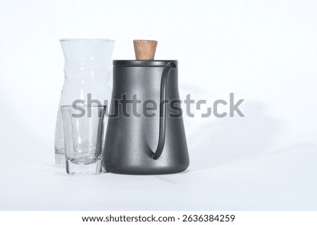 Sets of Coffee Drip method equipment. Japanese Style coffee drip filter device in isolated background White color. Chinaware coffee set.