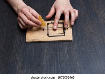 setting a mousetrap Trap on a dark background - Shutterstock ID 1878052465