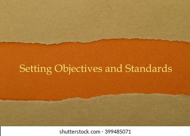 Setting Objectives And Standards Written Under Torn Paper.