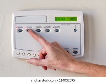 Setting Swimming Poolspa Control System Stock Photo 114032395