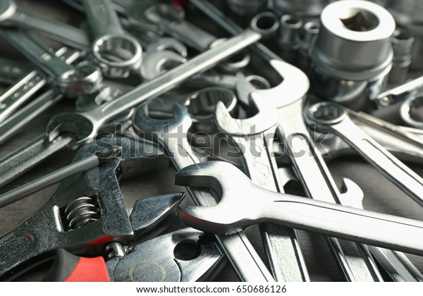 Setting of tools for car\
repair, closeup