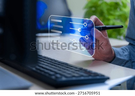 Settings Configuration Sliders In Interface Controls, Software Customization UI UX With Stylus, Adjusting Preferences Settings For App Setup And System Fine Tuning