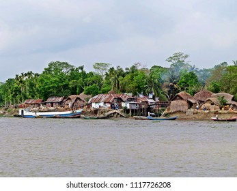 Settlement Along The Waterways, Meghna River, Bangladesh