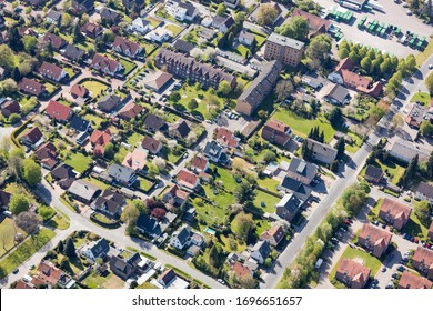 Settlement With Houses In A Small Town, Photographed From Above