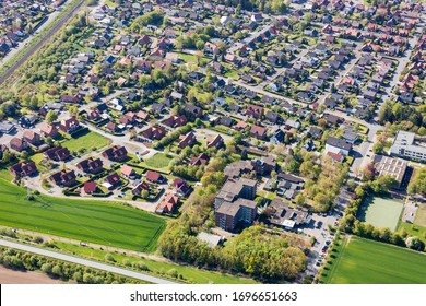 Settlement With Houses In A Small Town, Photographed From Above