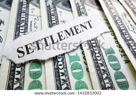 Settlement newspaper headline on money                              Stock foto © 