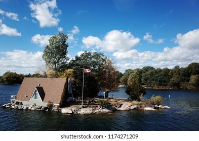 Settlement at one of the islands of thousands island in Ontario, Canada                                                            
