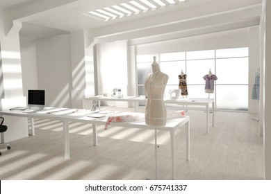 a setup of modern tailor working studio