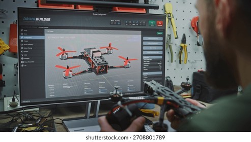 Setup Programming Firmware and Analyzing Drone Telemetry Data. Specialist Deeply Engaged in Programming Drone Firmware and Analyzing Telemetry Data on Desktop Computer. Complex Flight Simulation.