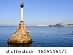 Sevastopol bay. Monument to the scuttled ships