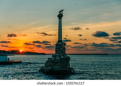 Sevastopol city symbol at sunset - Monument to the Sunken Ships, Famous Sevastopol historic statue memorial - Shutterstock ID 1335761117