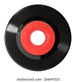 seven inch 45rpm vinyl record isolated on white