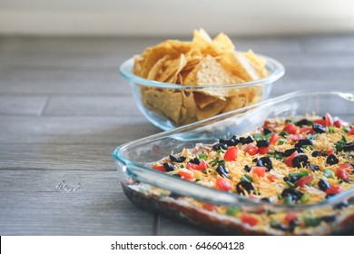 Seven Layer Bean Dip And Tortilla Chips