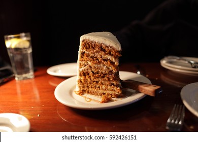 The Seven Layer Carrot Cake As Dessert In The Restaurant