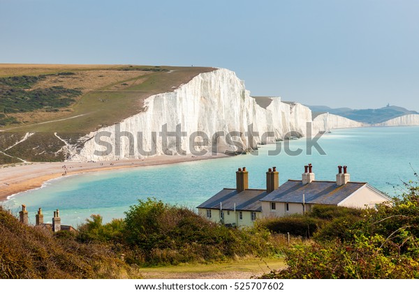 Seven Sisters Chalk Cliffs Coastguard Cottages Stock Photo Edit