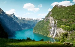 Seven Sisters Waterfall In Geirangerfjord, Norway