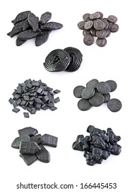 Seven Variants Licorice Sweets On The White Backgrounds