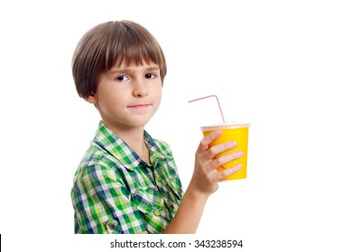 Seven Years Boy Drinking Lemonade Paper Stock Photo 343238594 ...