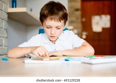 Happy Cheerful Child Drawing Brush Album Stock Photo 1788672830 ...