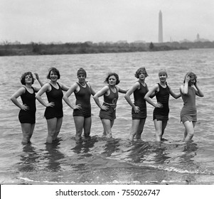 Seven Young Women Bathing Suits Potomac Stock Photo 755026747 ...