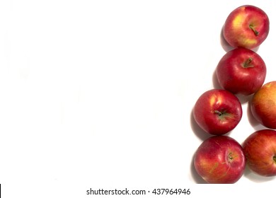 Several apples on white background