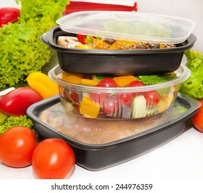 Several Boxes Lunch Salad Chicken Stock Photo (Edit Now) 244976359