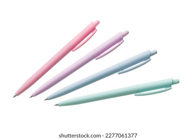 Several colored automatic handles on a white background at different angles. Layout.
