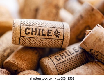 Several Corks Of Red And White Chilean Wine