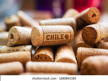 Several Corks Of Red And White Chilean Wine