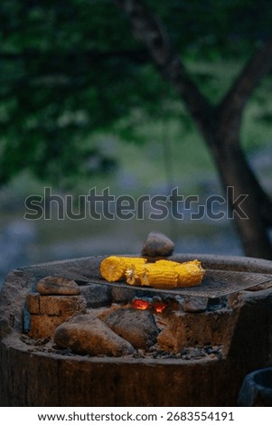 Several corn on grill with some of margerine layered.