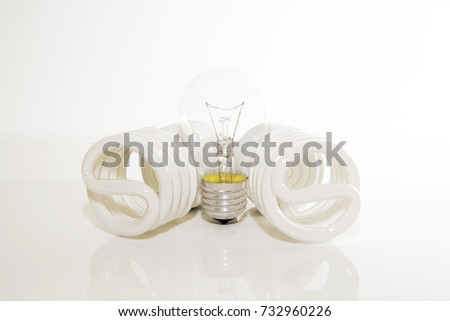 Several different led bulbs and compact fluorescent lamps