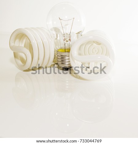 Several different led bulbs and compact fluorescent lamps
