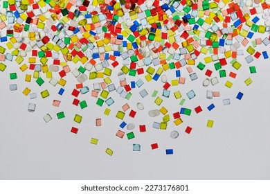 several different transparent colored plastic polymer resins