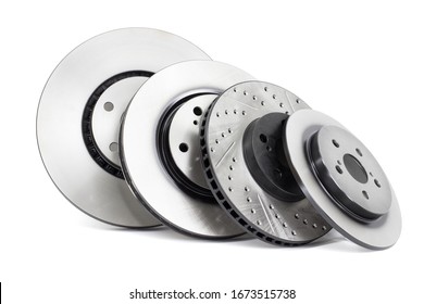 several different types of brake discs on a white background - Shutterstock ID 1673515738