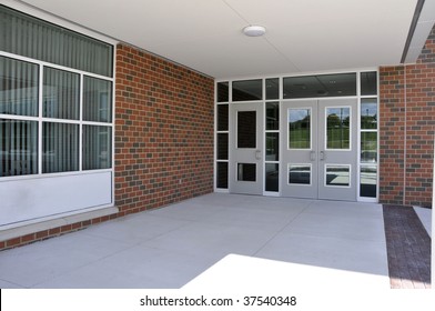 several entry doors for a modern school