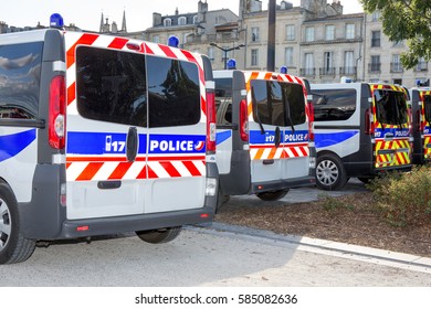 Several French Police Intervention Vehicles Are Stationed