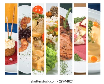 Several Gourmet Plates Collage