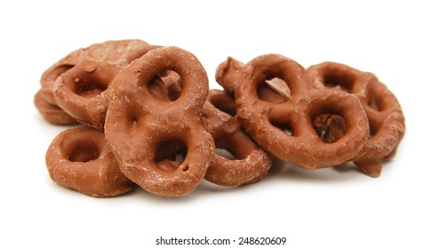 Several Milk Chocolate Covered Pretzels 