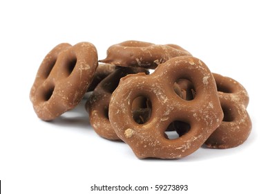 Several Milk Chocolate Covered Pretzels