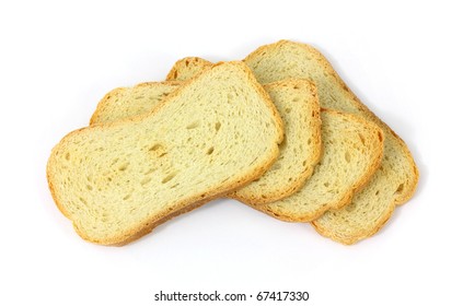 Several pieces of melba toast on a white background. - Shutterstock ID 67417330