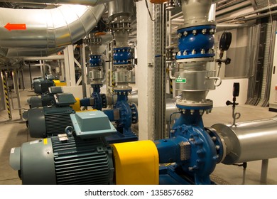 several pumps with engines in the water system on the boiler room