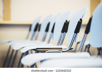 Several Rows Empty Plastic Chairs Audience Stock Photo 1225642522 