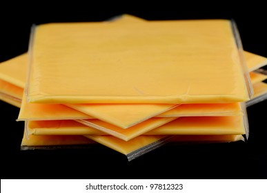 Several Slices Of American Cheese In The Studio