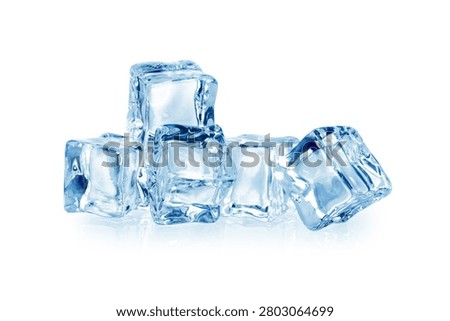 Several transparent ice cubes stacked together