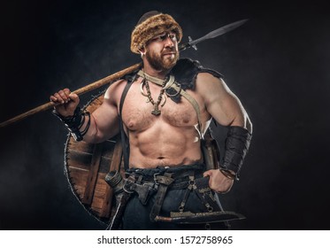 Shirtless Muscular Nord Barbarian Poses Foggy Stock Photo (Edit Now ...