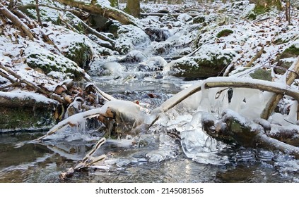 Severe frost at a torrent