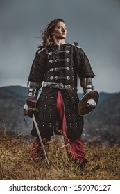 Severe Medieval Warrior On The Shore