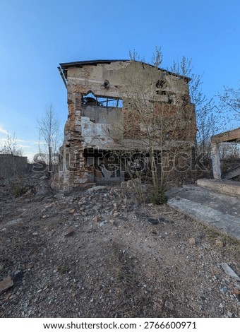 Severe structural decay of a multi-story brick edifice, Vidnava, with nature's reclamation evident.