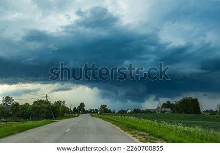 Severe thunderstorm clouds, landscape with storm clouds